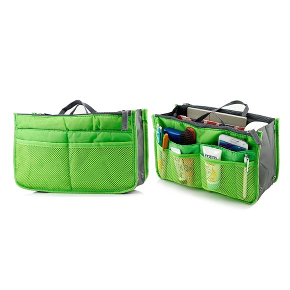 Travel Tote Handbag/Purse Insert Cosmetic Organizer (Green) - Picture 1 of 7